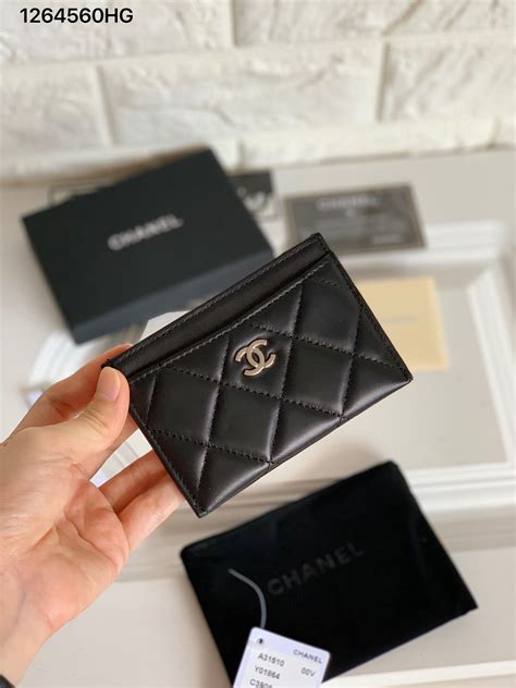 chanel black flap card holder|chanel small card holder price.